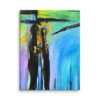 Modern abstract canvas wall art in blue and green tones