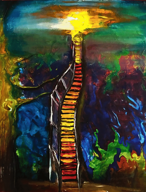 Across the Moon original acrylic painting modern abstract moon wall art