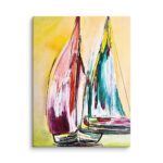 Boats at Dawn seascape canvas wall art for modern living room – premium gallery wrapped ocean sunrise canvas print, ready to hang