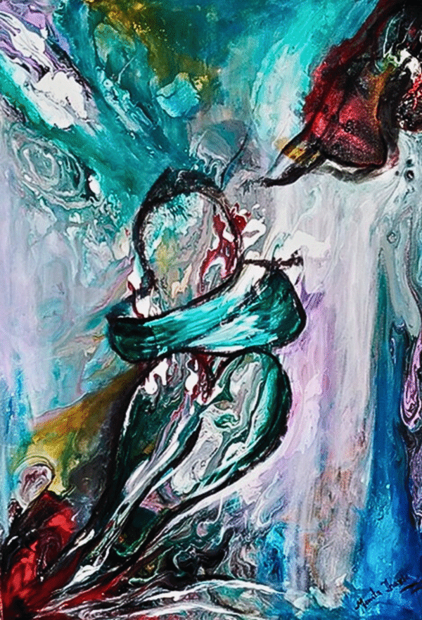 Love Yourself original abstract acrylic painting modern spiritual wall art by Mamta Jharia