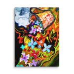 Neutral abstract canvas print for modern interiors “Coffee Spill, Blooming Chaos” – warm beige movement, ready to hang