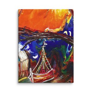 Orange abstract canvas print for living room