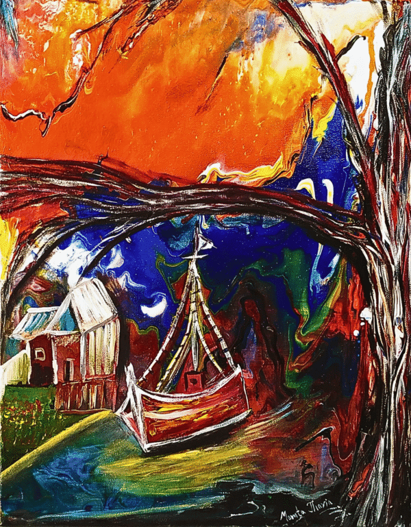 Orange Dusk original acrylic painting modern abstract sunset wall art