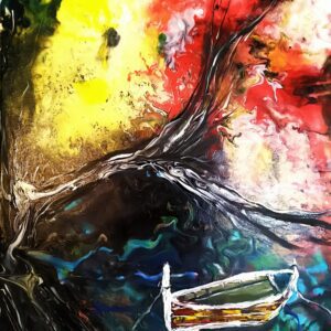 Original abstract acrylic painting on gallery wrapped canvas Promised Land by Mamta Jharia