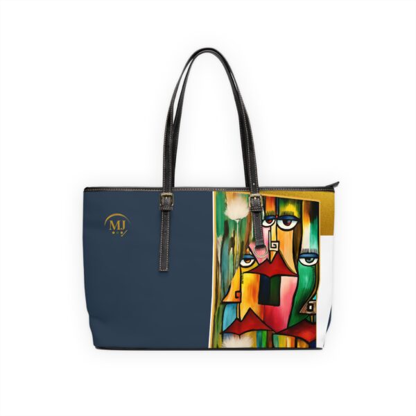 The Watchers – Multiface Abstract Blue Premium Vegan Leather Bag by MJ Art