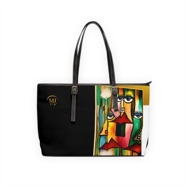 The Watchers – Multiface Abstract Black Premium Vegan Leather Bag by MJ Art