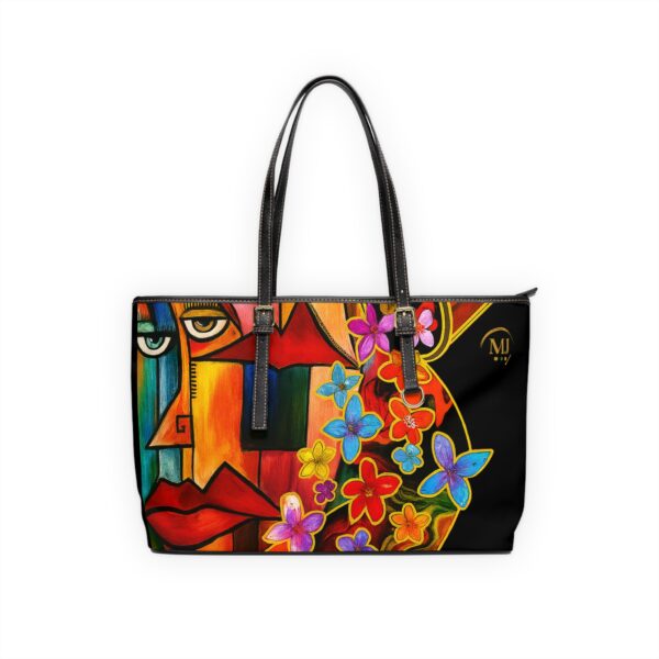 "Bloom & Gaze" – Vegan Leather Art Tote by MJ