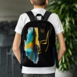 Abstract art backpack for daily use with laptop compartment and water resistant modern design