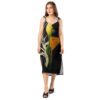 Premium tie strap midi bodycon dress for women with artistic print