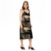 Premium artistic tie strap midi bodycon dress for women with designer print
