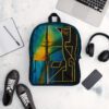 Artist designed printed backpack “Backpack — unisex, water resistant, laptop-friendly