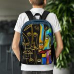 Artist designed printed backpack “Backpack — unisex, water resistant, laptop-friendly