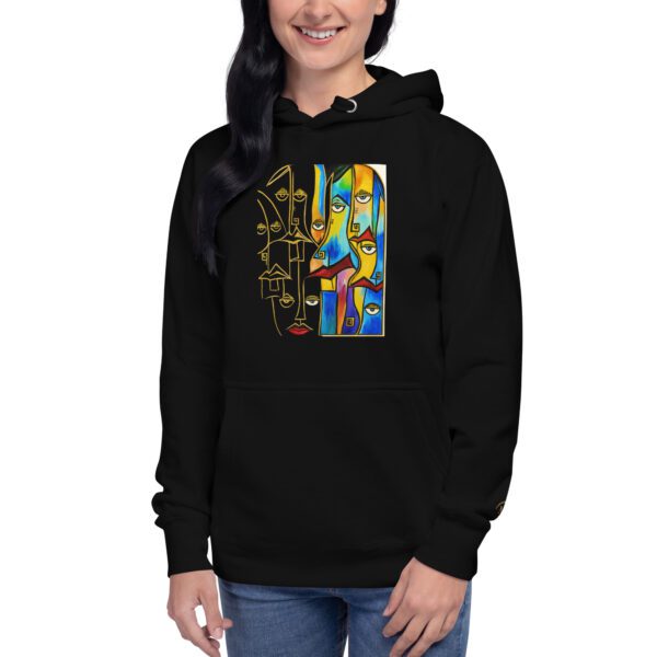 Premium unisex artistic hoodie with abstract art design luxury streetwear