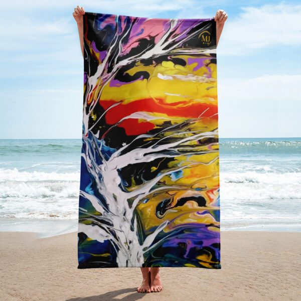 Luxury Abstract Sunset Beach Towel – Artistic Quick-Dry & Sand-Free | MJ Design