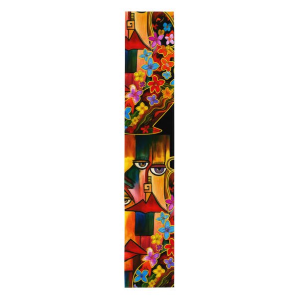 Luxury Art Table Runner – Bold Abstract Floral & Faces Design | Premium Dining Room Accent