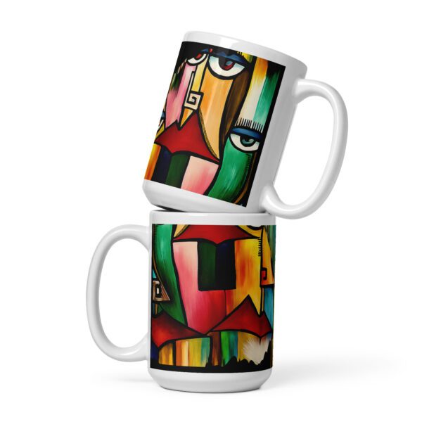 Abstract Face Art Mug – Vibrant Modern Coffee Cup by MJ Art
