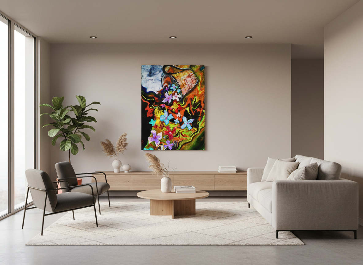 oversized canvas print in contemporary home decor