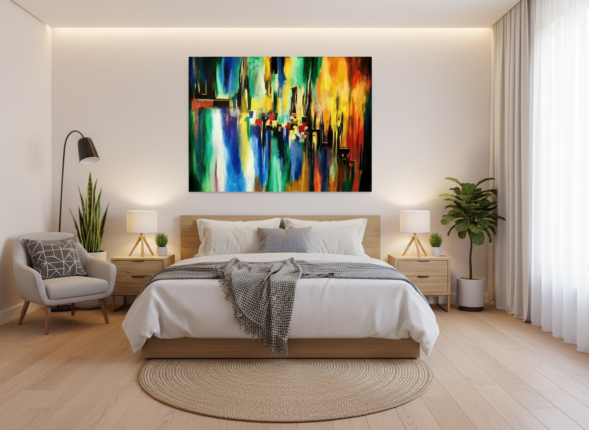 Italian-inspired wall art in luxury European interior