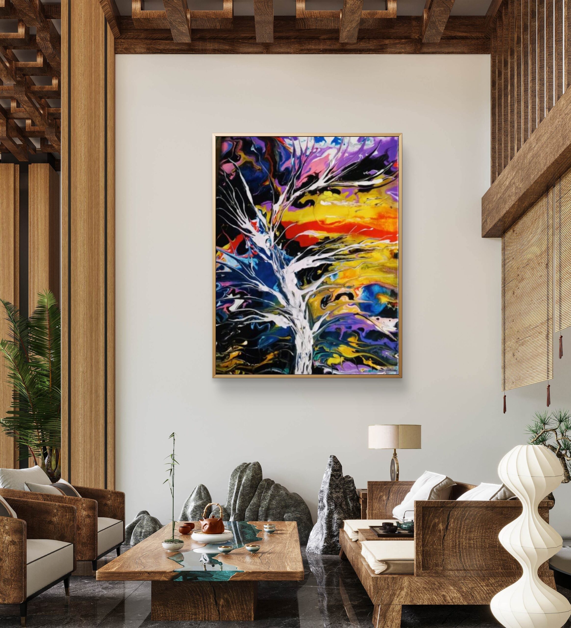 Women Artists in Contemporary Art abstract painting by Mamta Jharia Art for international collectors